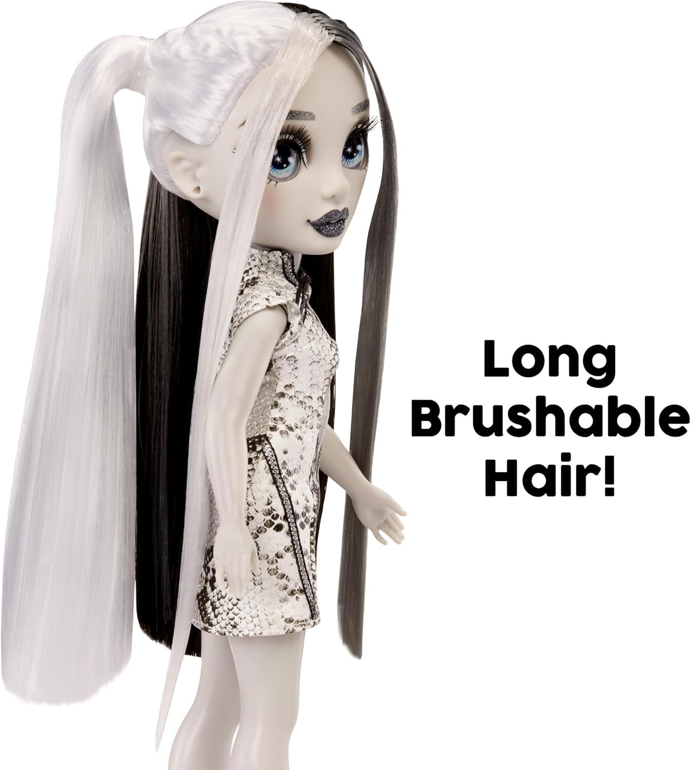 Muñeca Rainbow High Shadow High Heather Grayson - 28 cm en tonos grises, cabello y ropa en blanco y negro, bolso elegante, dulce regalo para niños de 4 a 10 años