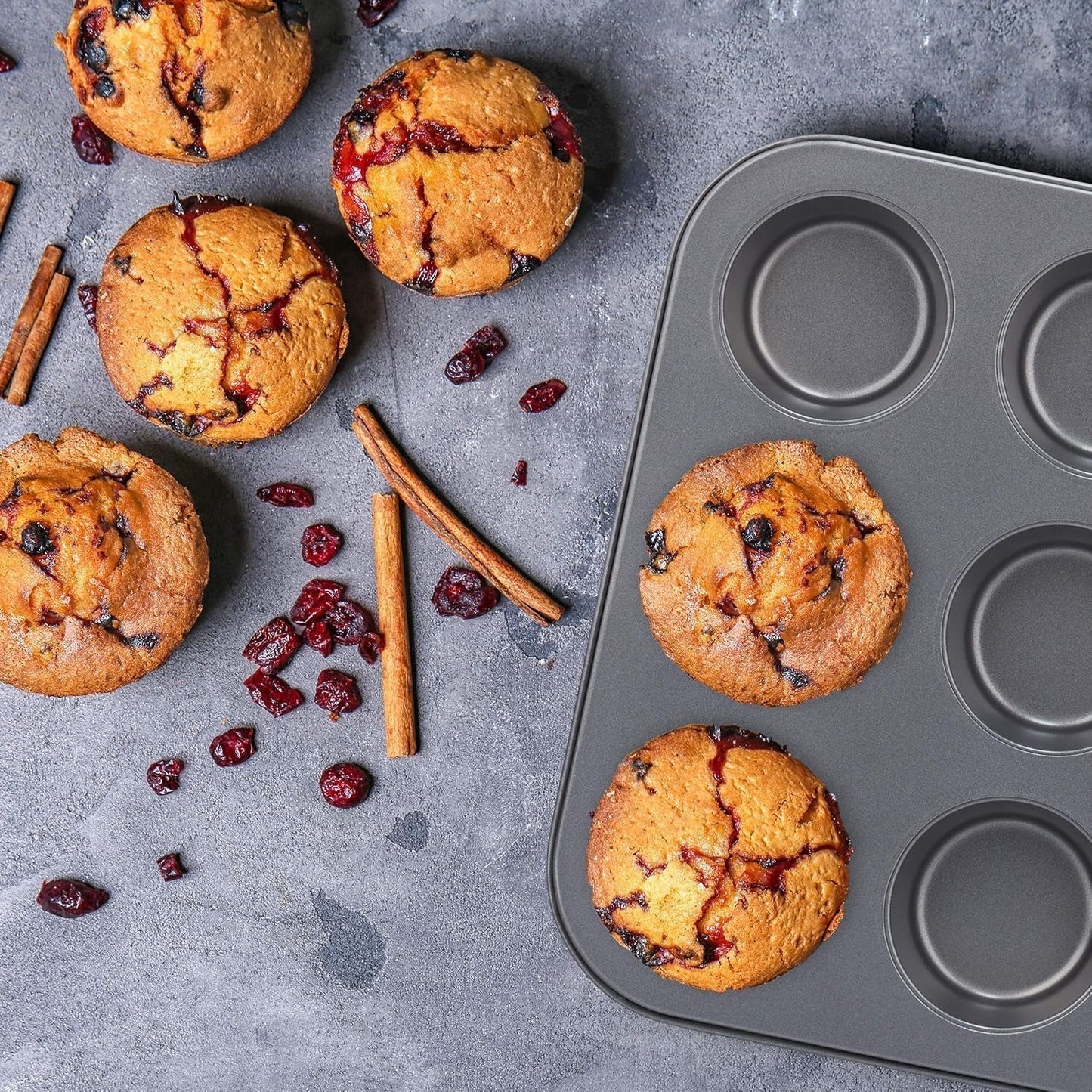 Relaxdays Muffinform, 2er Set, 12er Muffinbleche, Antihaftbeschichte, Carbonstahl, Muffins & Cupcakes, Ø 6,5 cm, Trigo, 10030825 Moldes y bandejas para repostería Naty Shop