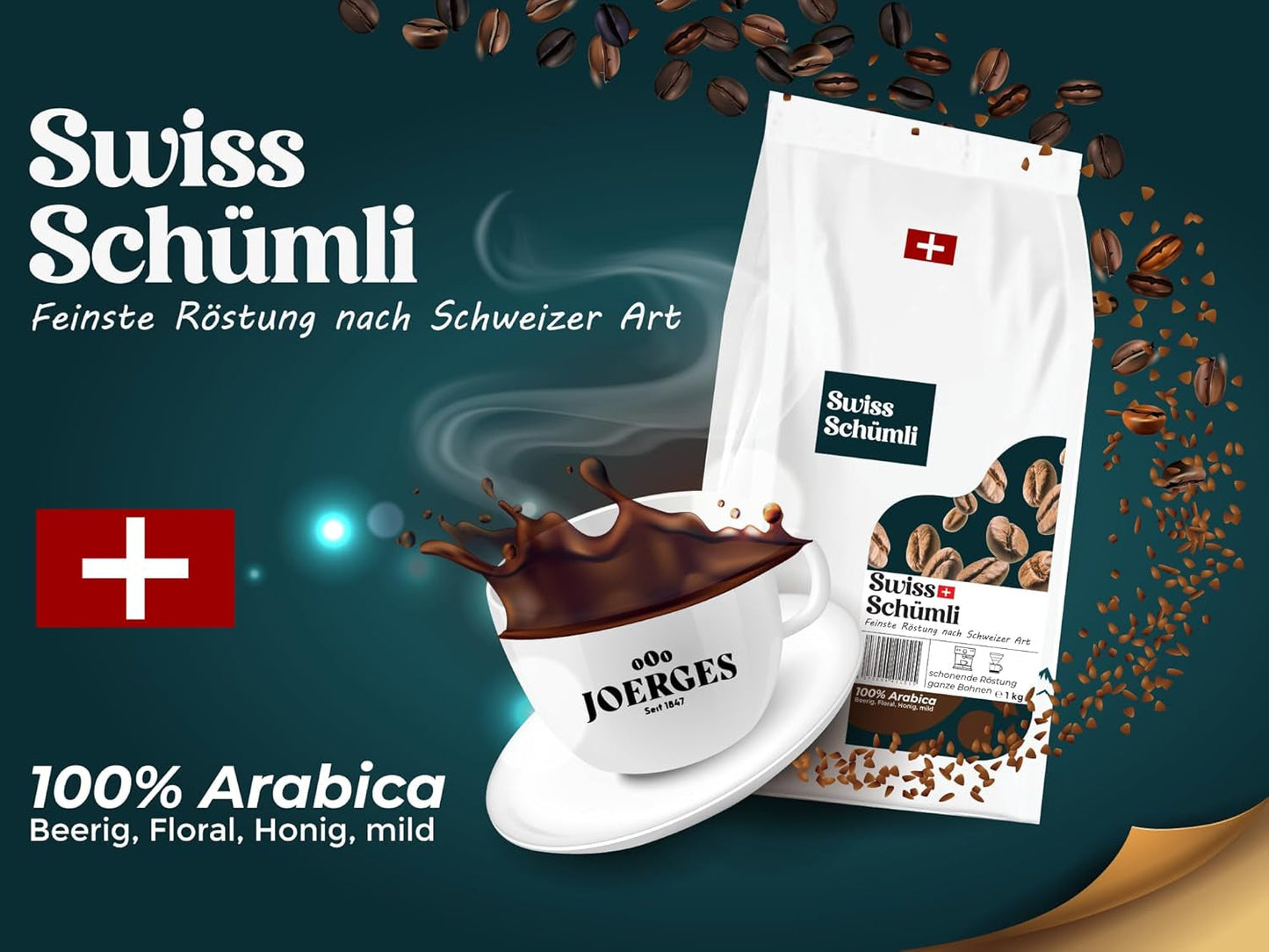 Con más de 175 años de experiencia: Schwiizer Schüümli Café suizo Schümli en grano 1 kg – Tostado ligero para un fino café Schümli, crema perfecta, intensidad 2/5, acidez 1/5 – para disfrutar de un verdadero café