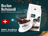 Con más de 175 años de experiencia: Schwiizer Schüümli Café suizo Schümli en grano 1 kg – Tostado ligero para un fino café Schümli, crema perfecta, intensidad 2/5, acidez 1/5 – para disfrutar de un verdadero café