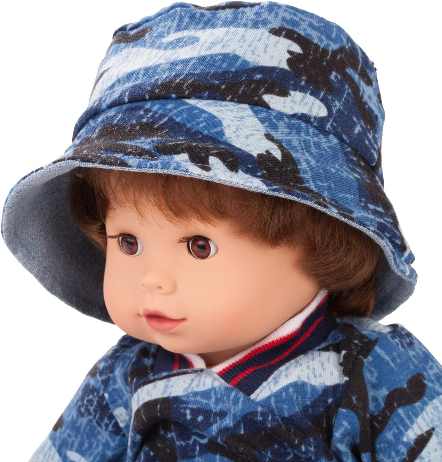 Götz 2027100 Muñeca Maxy Muffin Fashionisto - Muñeca bebé de 42 cm con ojos marrones soñolientos, pelo castaño y cuerpo blandito - Muñeca de cuerpo blandito en set de 8