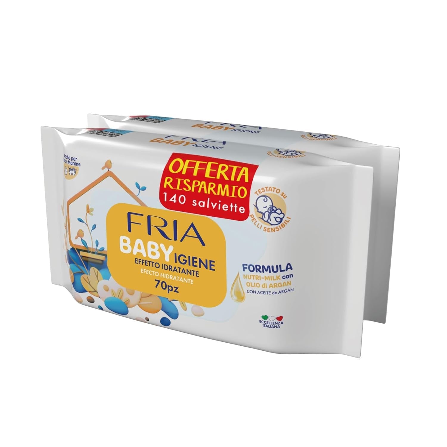 Toallitas húmedas, paquete de 2 (144 toallitas)