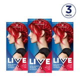 Tinte para el cabello Live Ultra Bright o Rojo Pastel 3 Piezas Color semipermanente Dura hasta 15 lavados - 092 Pillar Box Red Naty Shop Tinte para el cabello