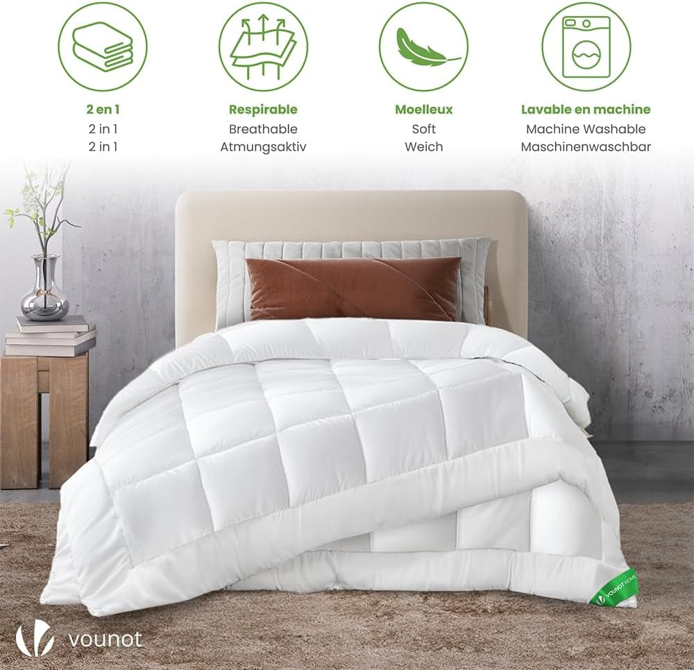 VOUNOT Edredón Nórdico 155X200Cm, Edredón Invierno 4 Estaciones Juego de 2 500GSM, compuesto por 2 edredones anudados Edredón adaptable para verano e invierno, Estándar Oeko-Tex Edredones y edredones Naty Shop