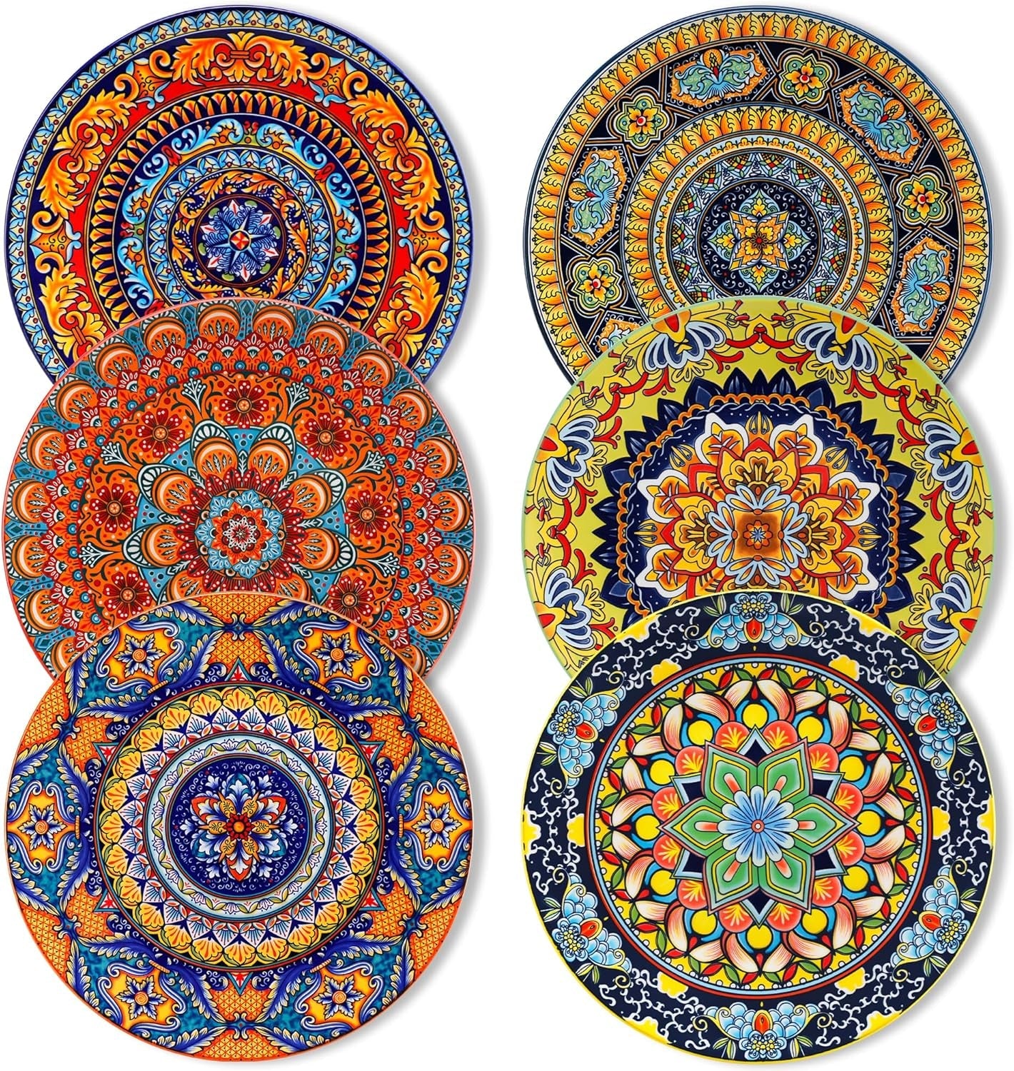 Juego de platos llanos para 6 personas, juego de platos vancasso KRVI para 6 personas, juego de platos Ø 27 cm, apto para lavavajillas y microondas, platos de pasta, platos de desayuno, platos para tartas