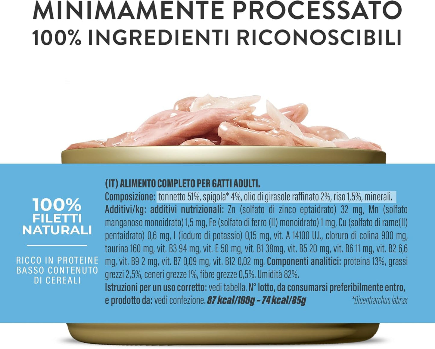Atún Rojo en Gelatina, Alimento Húmedo Completo para Gatos, Enlatado, con Vitaminas Añadidas, 100% Natural, 6 x 85g