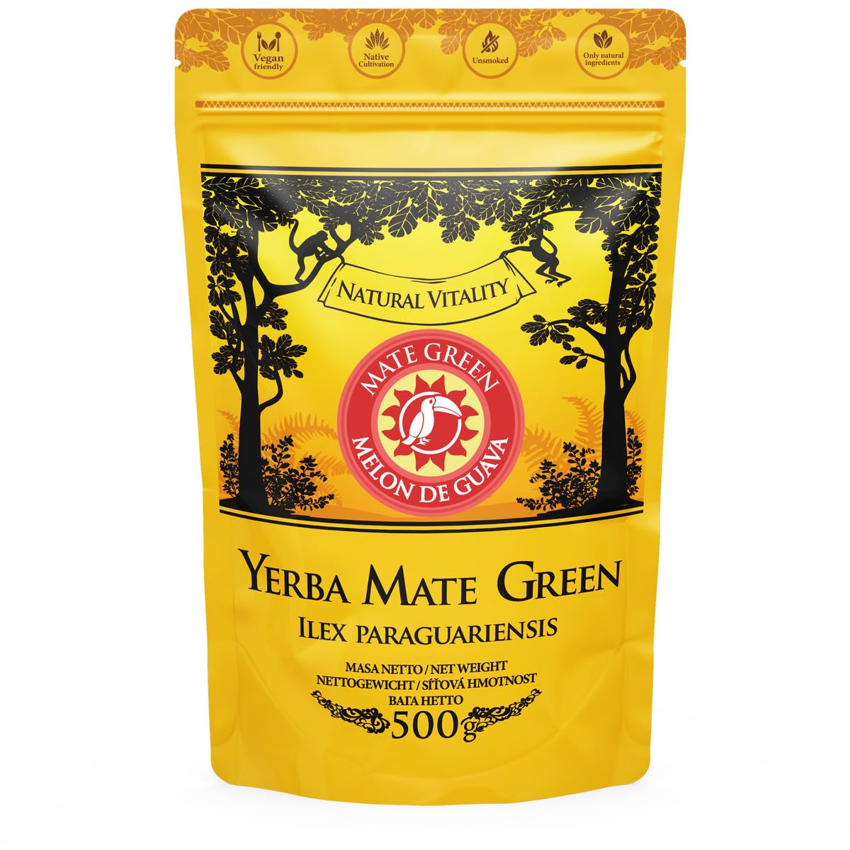 Yerba Melon De Guava 500G – Té brasileño de yerba mate con melón, guayaba, yaca, piña y coco - Exótico y afrutado - Secado al aire, Vegano
