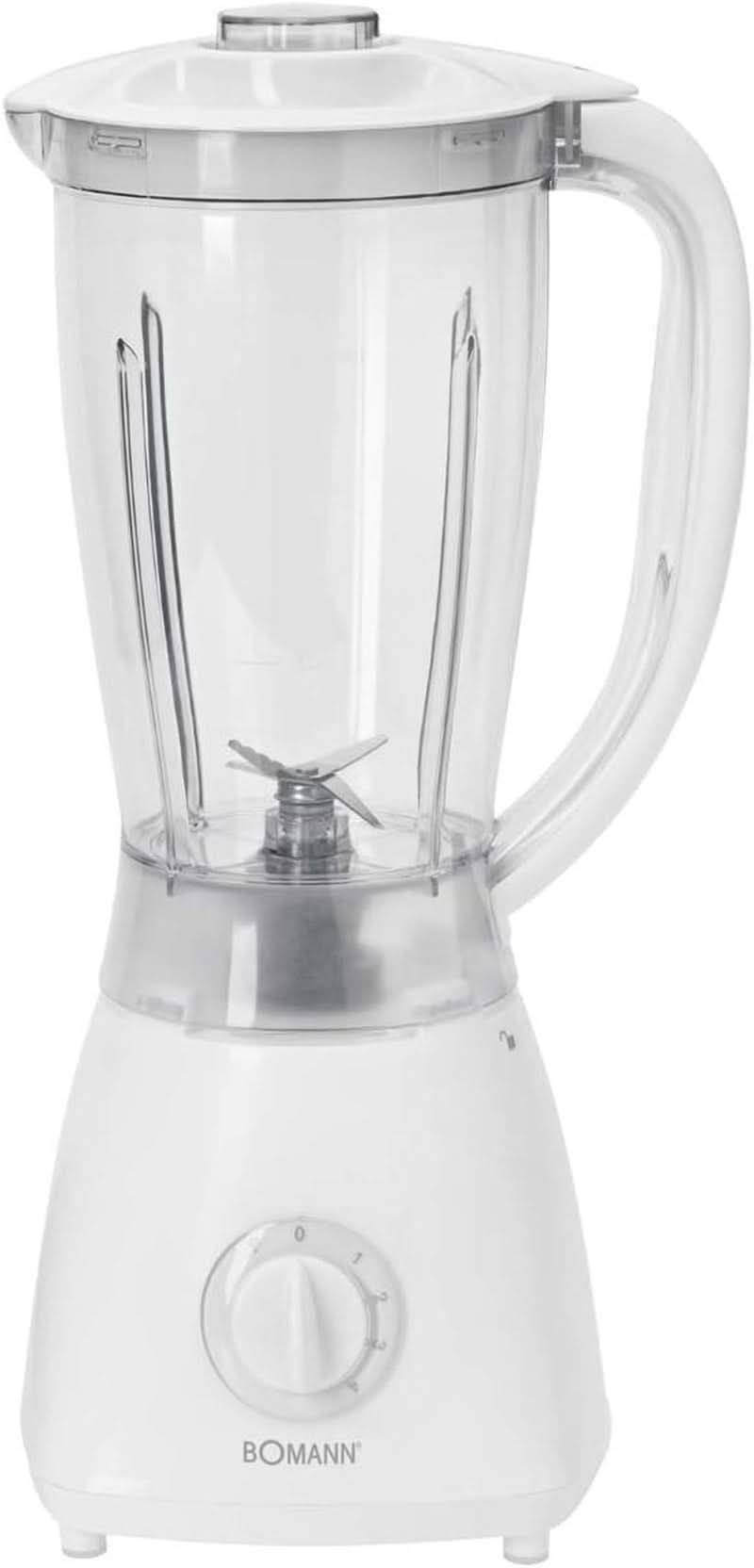 Bomann 378 CB Universalmixer Zum Pürieren, Schlagen, Zerkleinern, Shaken Und Mixen, Ice Crush-Funktion, Kraftvoller 500 Watt-Motor, Abnehmbarer Mixbehälter Mit 1,5 Litre, Edelstahlmesser, Weiß, UM 378 CB Kitchen Naty Shop
