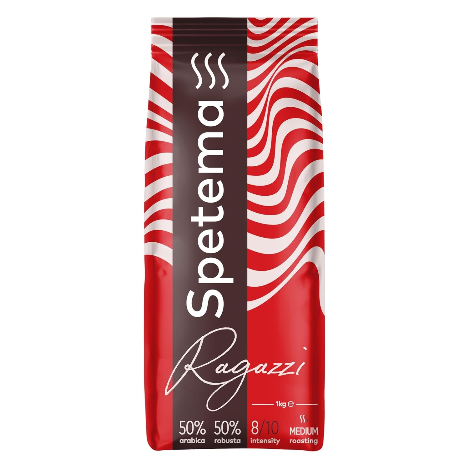 Spetema Kaffeebohnen Ragazzi Espresso Bar - 50% Arábica y 50% Robusta, Intensität 8/10, Mittlere Röstung, Zartes Aroma & Dichtes Geschmackserlebnis, 1 kg.