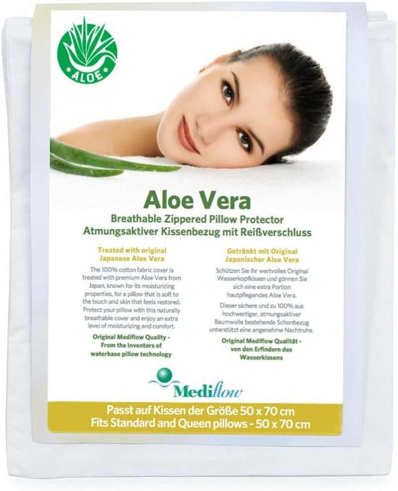 Funda de almohada mediflow aloe vera, protector de almohada, algodón, blanco, 40 X 80 cm Naty Shop almohadas estándar 50 X 70 cm