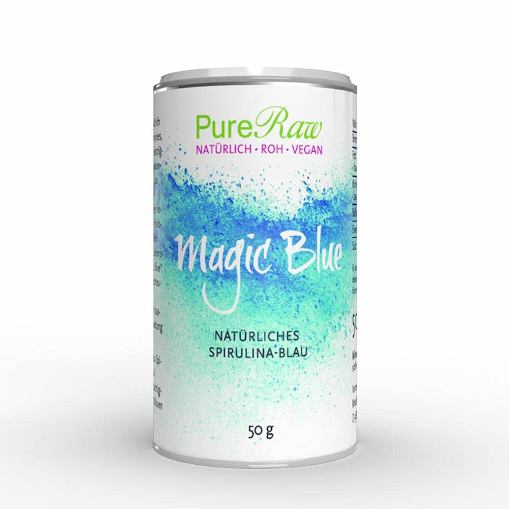Pretty Pink Natürliche Lebensmittelfarbe Pulver Rosa (Roh Vegan) Pastel Rose Bis Intensiv Rosa-Rot - Essbare Farbe Für Lebensmittel Aus Früchten Und Gemüse - Colorante alimentario natural | Pureraw 5G Naty Shop 50 G (1Er Pack) Azul