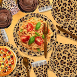 Patrón de leopardo Party Geschirr Kindergeburtstag Deko Geburtstag Party Geschirr Dschungel Pappteller Becher Servietten Babyparty Tischdeko Set
