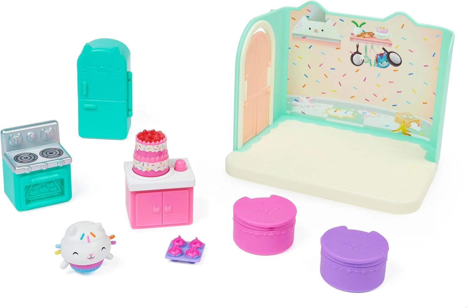 Habitación Deluxe de la casa de muñecas de Gabby, habitación para gatos, muebles y 2 cajas sorpresa con accesorios temáticos, adecuada para edades de 3 años en adelante