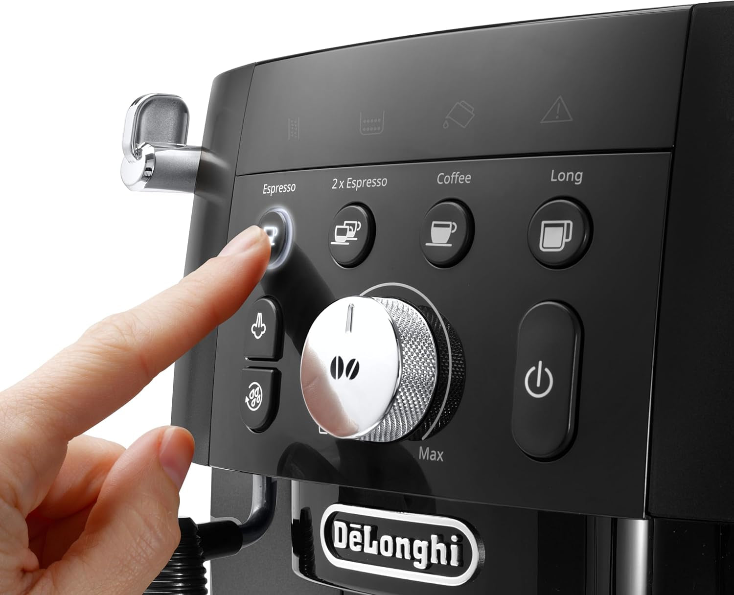 De'Longhi Magnifica S Smart ECAM 230.13.B Cafetera espresso totalmente automática con espumador de leche para capuchino, espresso, café y café largo, botones de selección directa y mando giratorio, función 2 tazas, negra