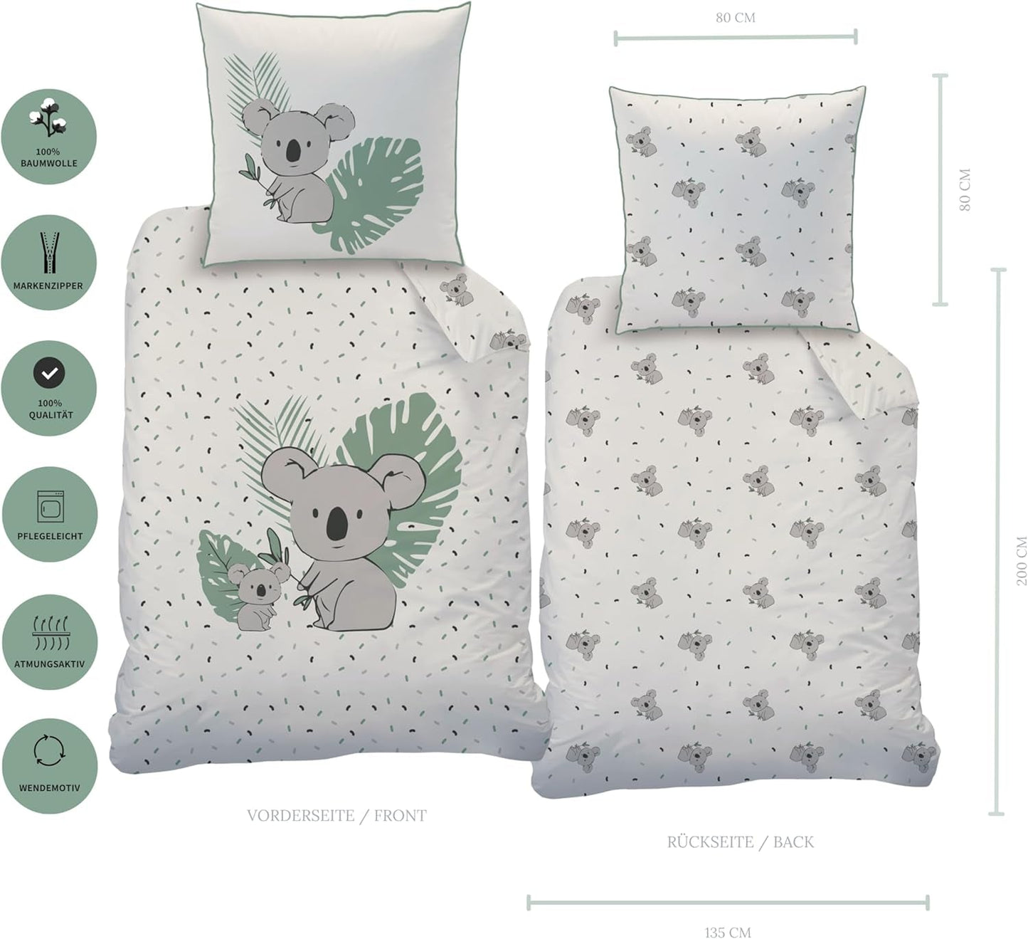 Juego de cama infantil, Koala o Unicornio, 100% algodón Ropa de cama - infantil Naty Shop