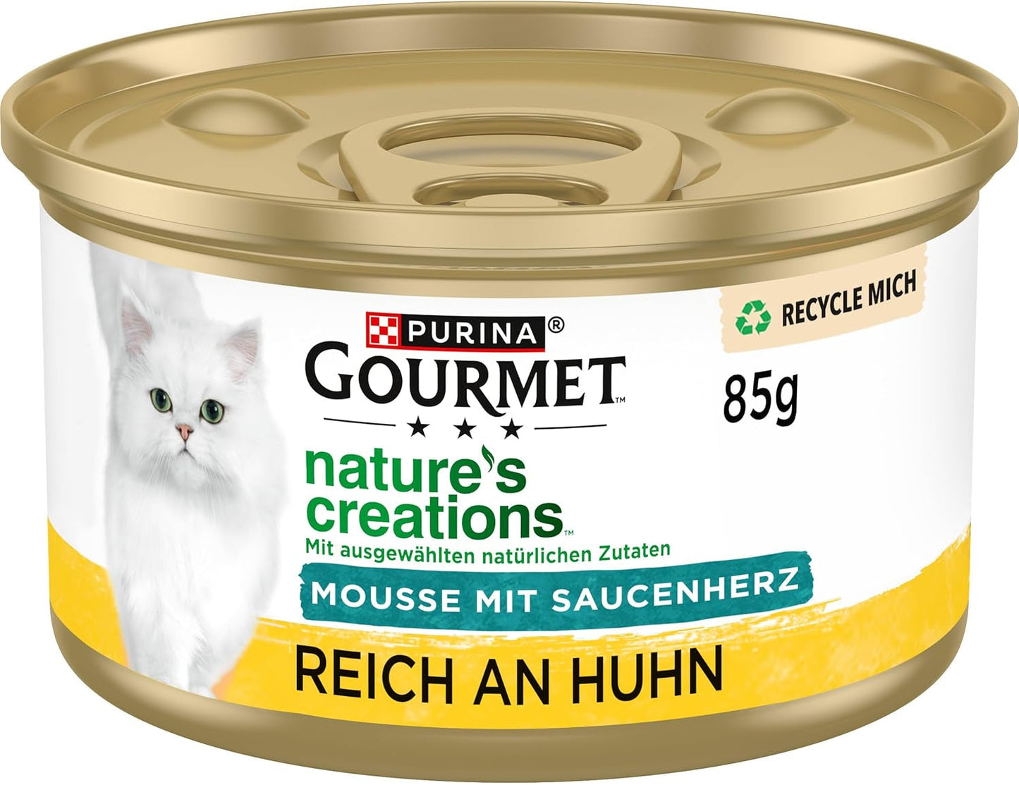 Gourmet Nature's Creations Mousse de salsa de corazón, comida húmeda para gatos, rica en pollo, paquete de 12 (12 x 85 g)