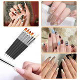 6 Stück Doppel-Ende Nagel Pinsel, Nageldesign Pinsel, Doppel-Ende Nail Art Pinsel Kit Professionelle Maniküre Werkzeuge Kit (Negro)