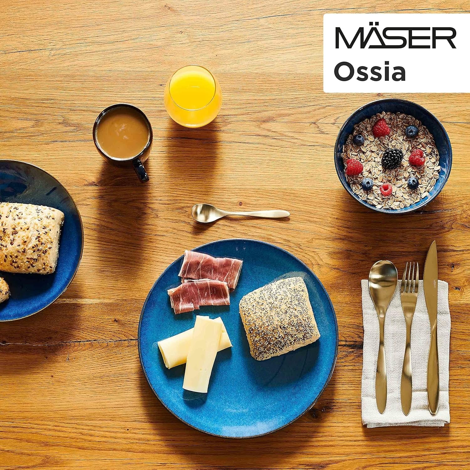 Juego de desayuno MÄSER, cerámica OSSIA, azul real, azul