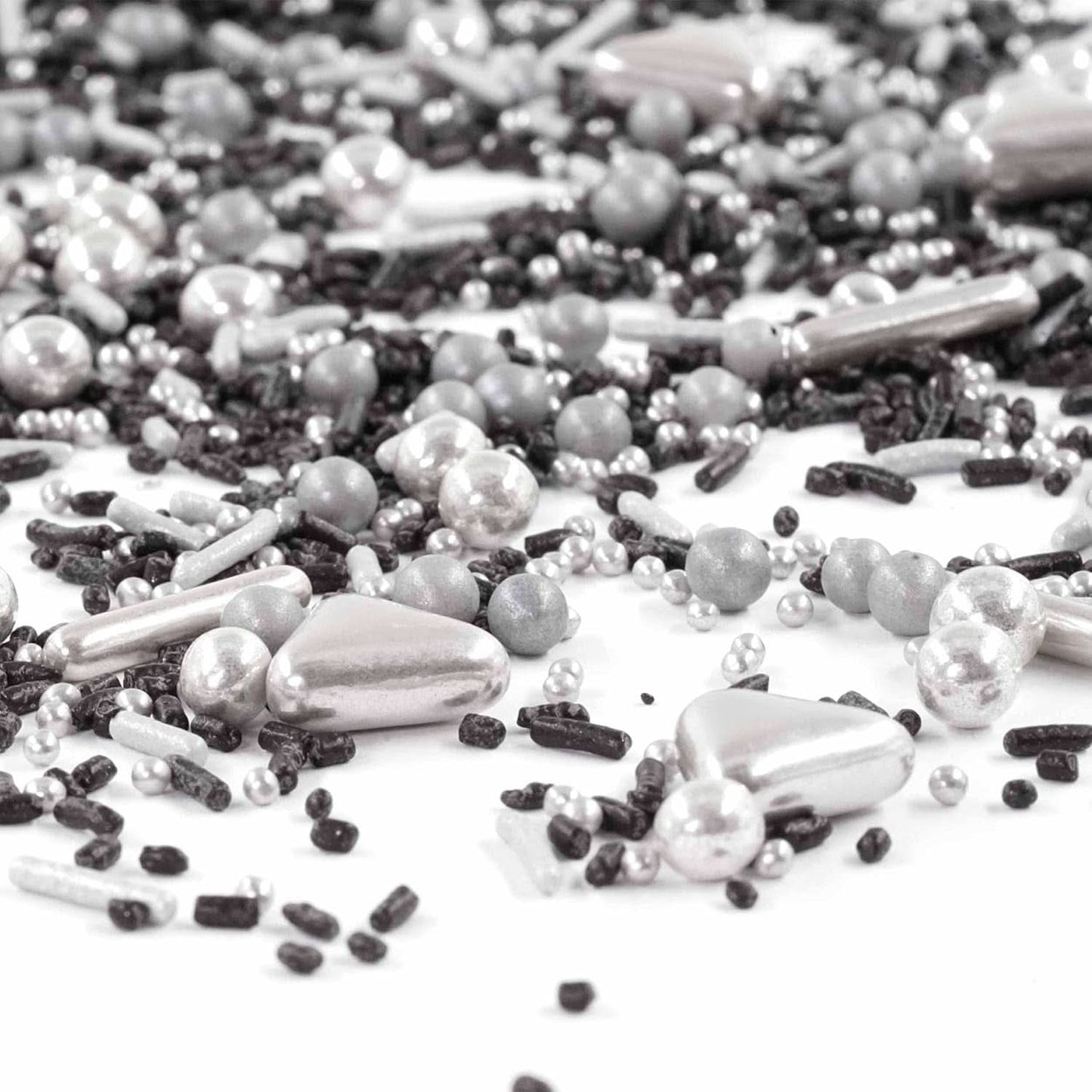 Streusel Glück Black Beauty, Mix Sprinkles Silver - Negro, 90 gramos Sprinkles Naty Shop