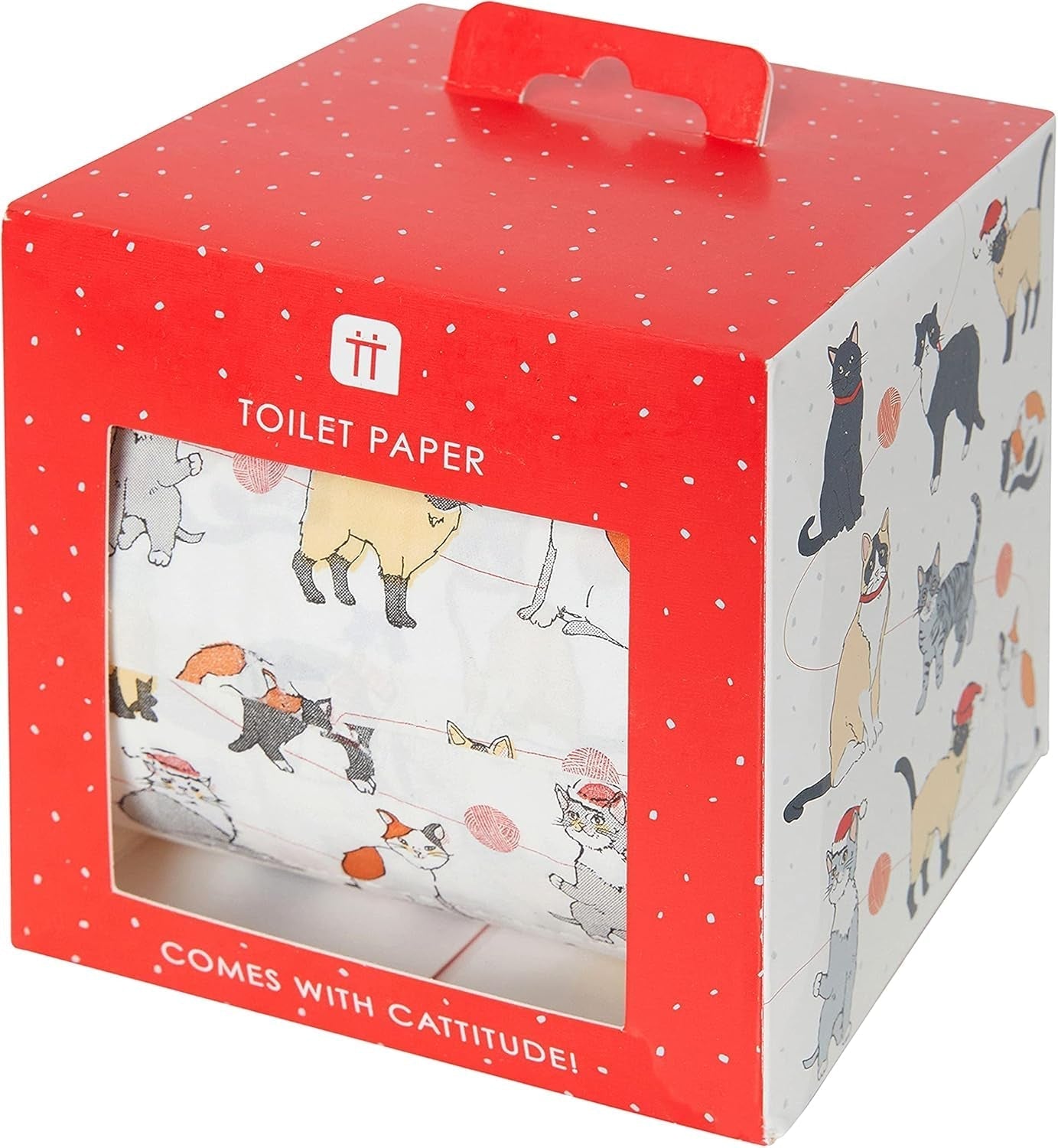 Talking Tables Papel higiénico para gatos, divertido accesorio de baño, regalos de Navidad, BC-PET-T-ROLL-CAT, rojo, talla única