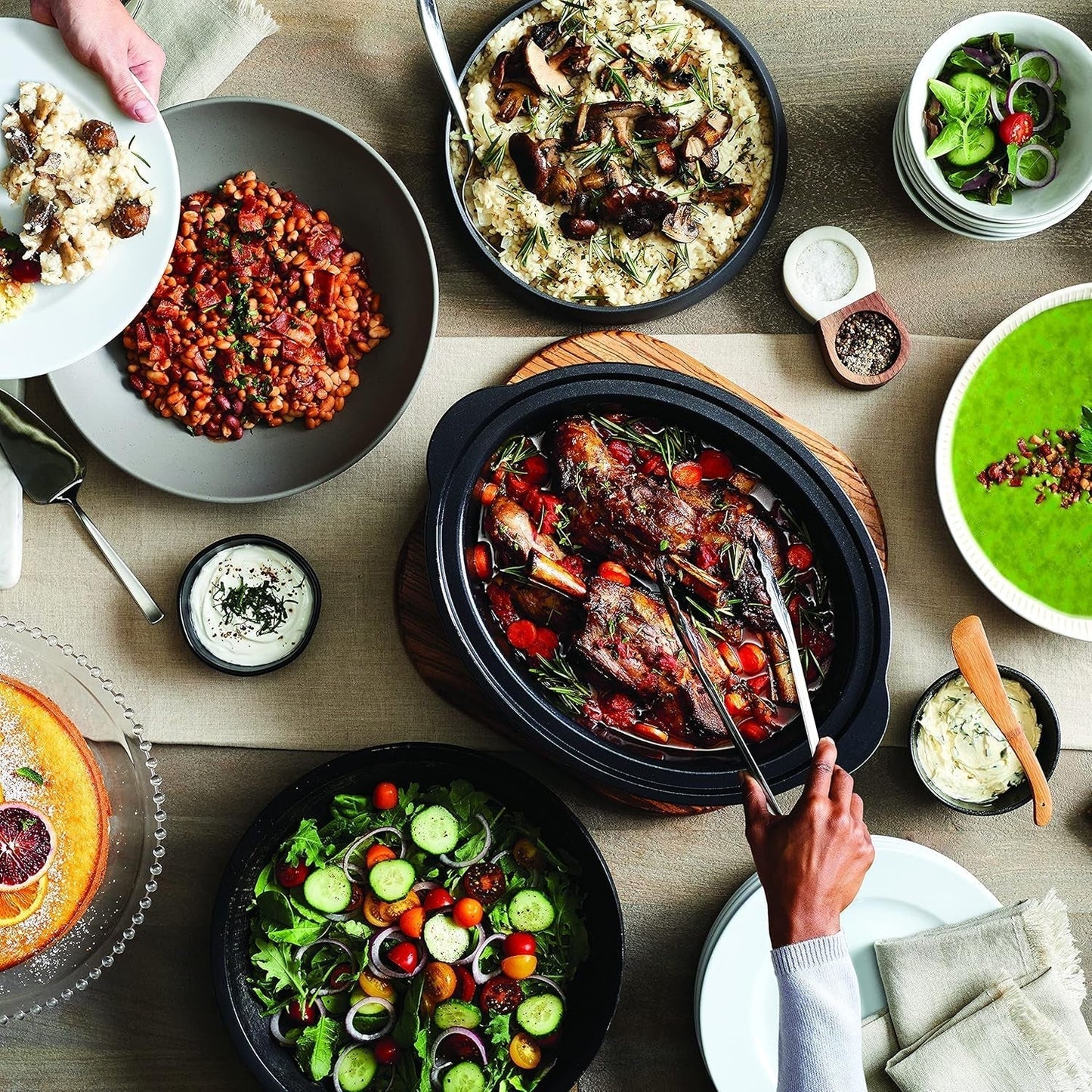 Olla de cocción lenta, | 3,5 litros (3-4 personas), recipiente para dorar carnes y verduras, Olla de Cocción Lenta de acero inoxidable Naty Shop