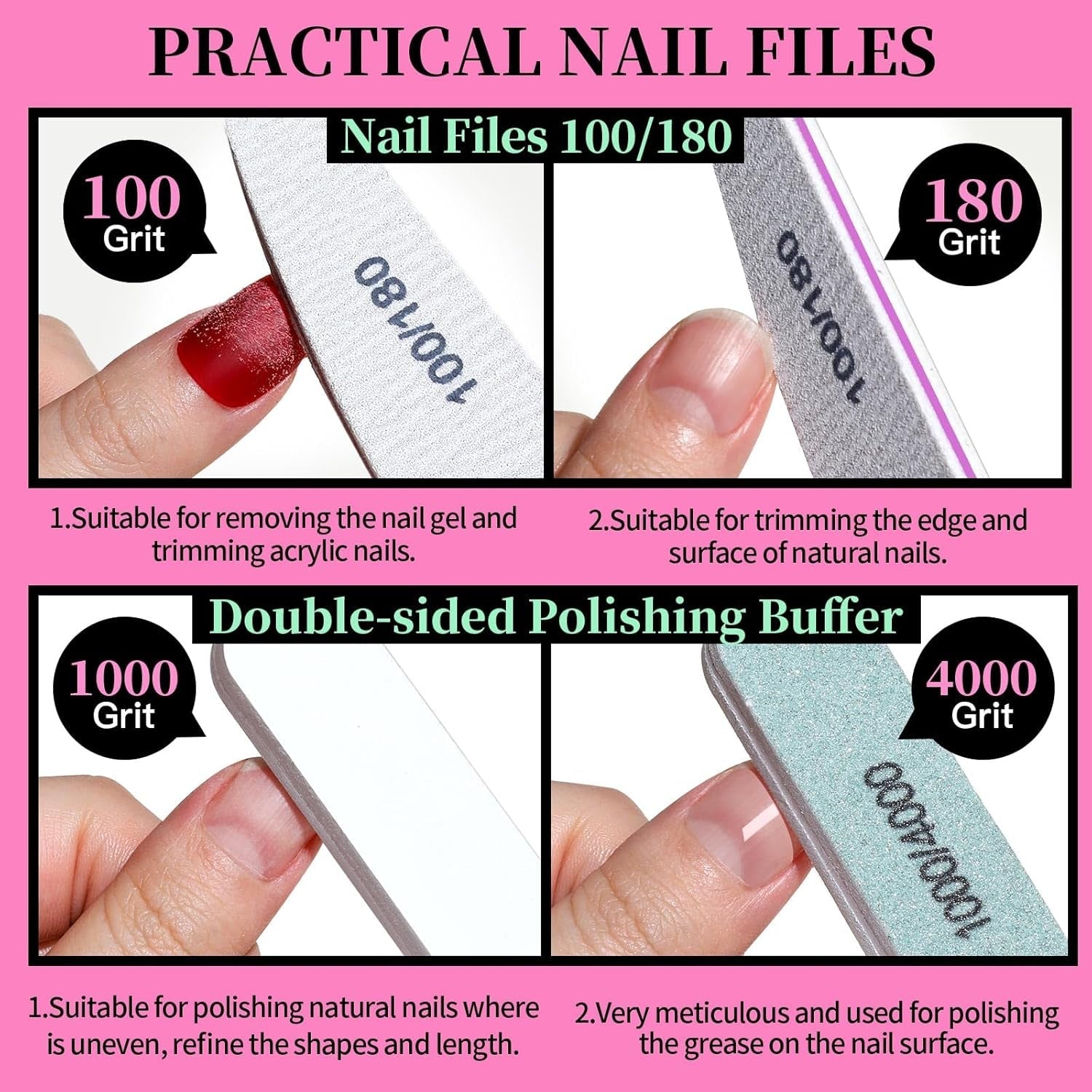 FANDAMEI Set de manicura, Buffer Für Nägel, Nagelfeile 100/180, Nagelfeilen Für Gelnägel, Nagelhautschieber, Buffer Für Gelnägel, Feilen Für Gelnägel, Nagelzange, Nagelfeilen Set, Maniküre & Pedicure Set
