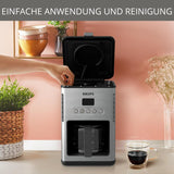 Cafetera espresso con filtro Krups KM442D Premium | 10-15 tazas | 1000 vatios | programable | función mantener caliente | acero inoxidable | negro