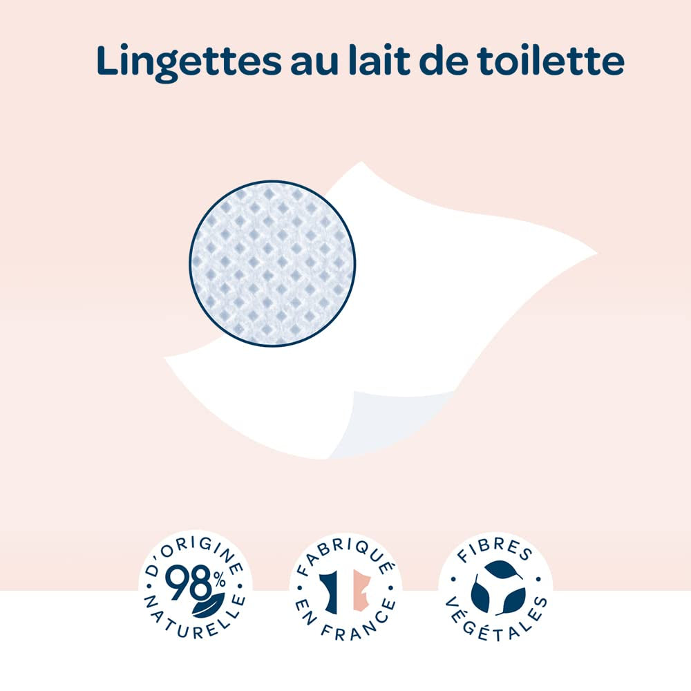 BIOLANE - Pack de 12 - Toallitas húmedas para bebés con leche de tocador - Bebés - 864 Toallitas húmedas para bebés - Limpia e hidrata - Para pieles sensibles - 98% de origen natural - Desde el nacimiento