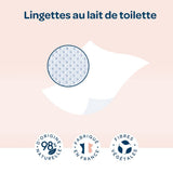 BIOLANE - Pack de 12 - Toallitas húmedas para bebés con leche de tocador - Bebés - 864 Toallitas húmedas para bebés - Limpia e hidrata - Para pieles sensibles - 98% de origen natural - Desde el nacimiento
