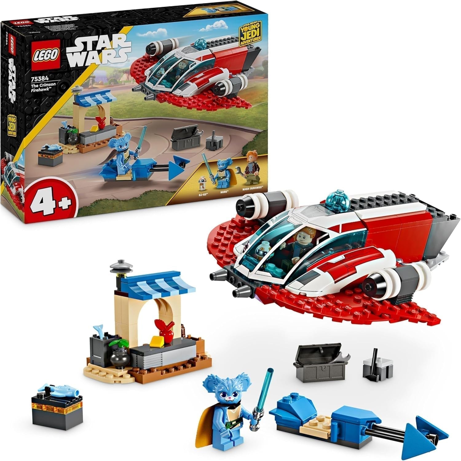 LEGO Star Wars: Las aventuras del joven Jedi Halcón de Fuego Carmesí, Set inicial para niños con nave espacial para construir, moto deslizadora y 3 figuras, regalo para niños y niñas de 4 años 75384 Juegos de construcción Besuche den LEGO-Store Single