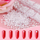 12 Größen Nail Art Perlen, Flache Perlen, Nail Art Accessoires, Halbkreis Nagelperlen, Weiße Nail Charms Und Glitzersteine ​​​​Nägel Für Nail Art Design, DIY Basteln, Alltag, Hochzeit (2 cajas)