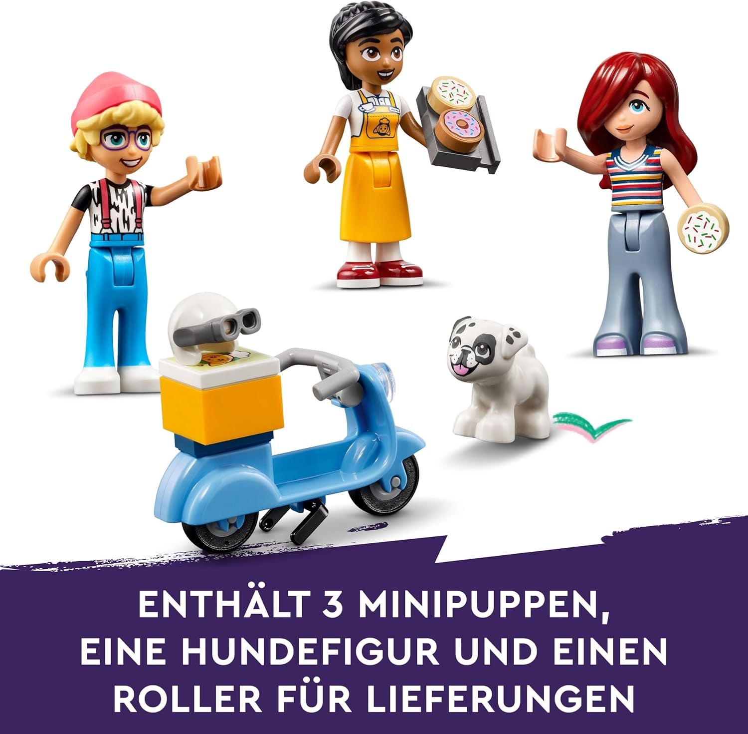 LEGO Friends Heartlake City Café, juguete para niños, panadería de juguetes, idea de regalo para niñas y niños mayores de 6 años, juego de 3 figuras de juego y figura de perro 42618 Juegos de construcción Besuche den LEGO-Store