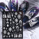 4 Blatt 3D Nagelsticker Weihnachten Nagelaufkleber Navidad 5D Stereoskopisch Selbstklebend Schneeflocke Schneemann Nail Art Sticker Dekoration Nageldesign Zubehör