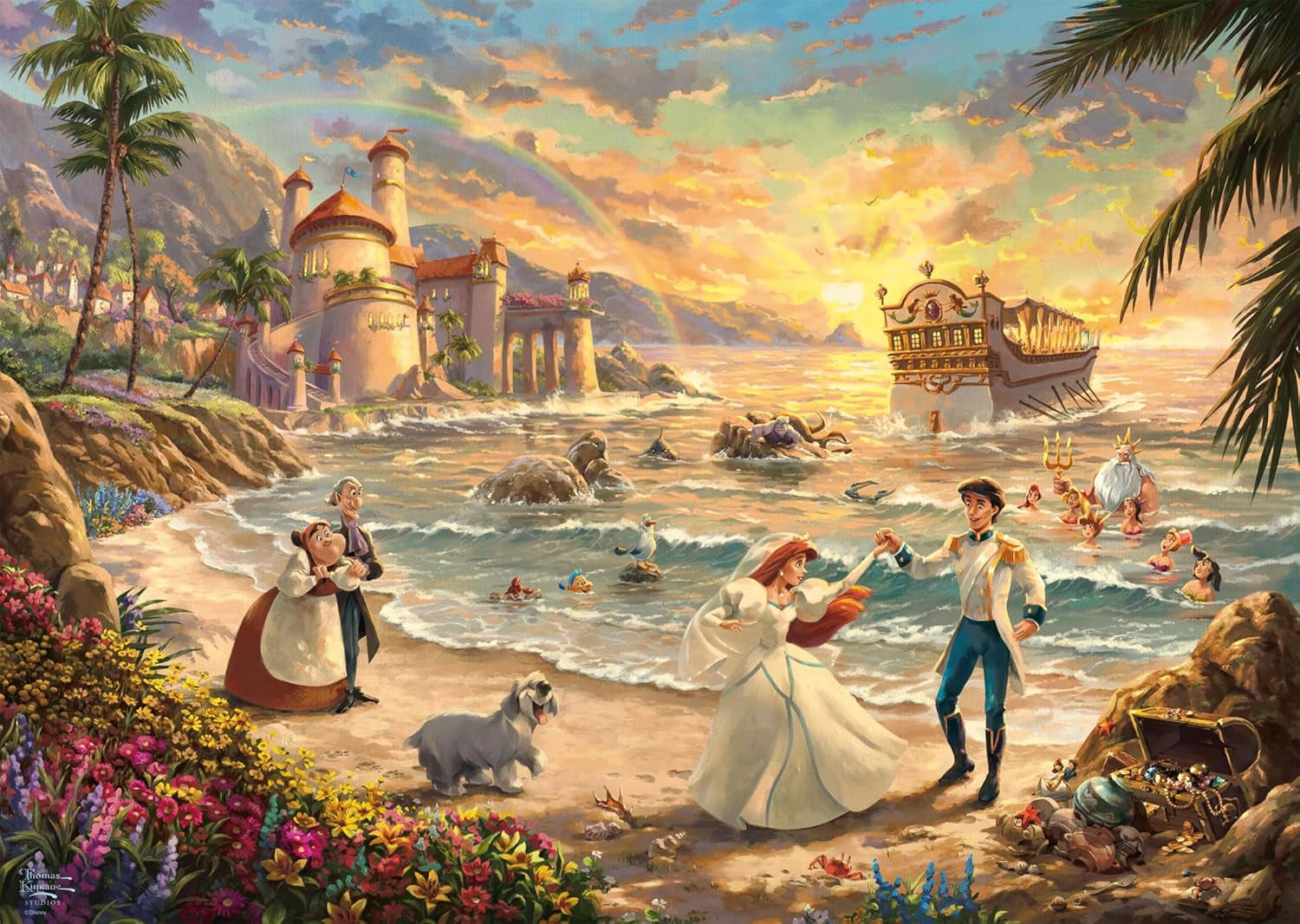 Schmidt Spiele 58036 Thomas Kinkade, Disney, La Sirenita La Fiesta del Amor, rompecabezas de 1000 piezas Puzzle Naty Shop
