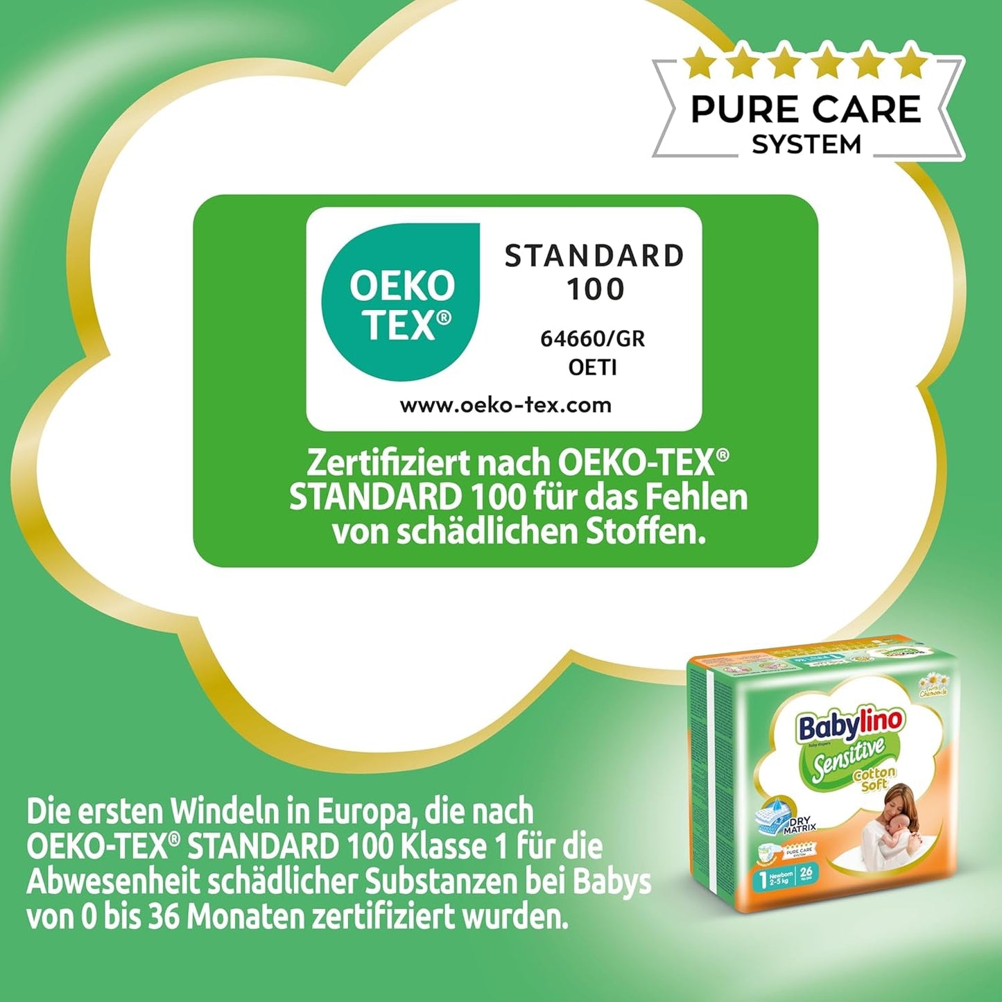 Pañales para bebés sensibles, talla 1, recién nacido (2-5 kg), 26 piezas