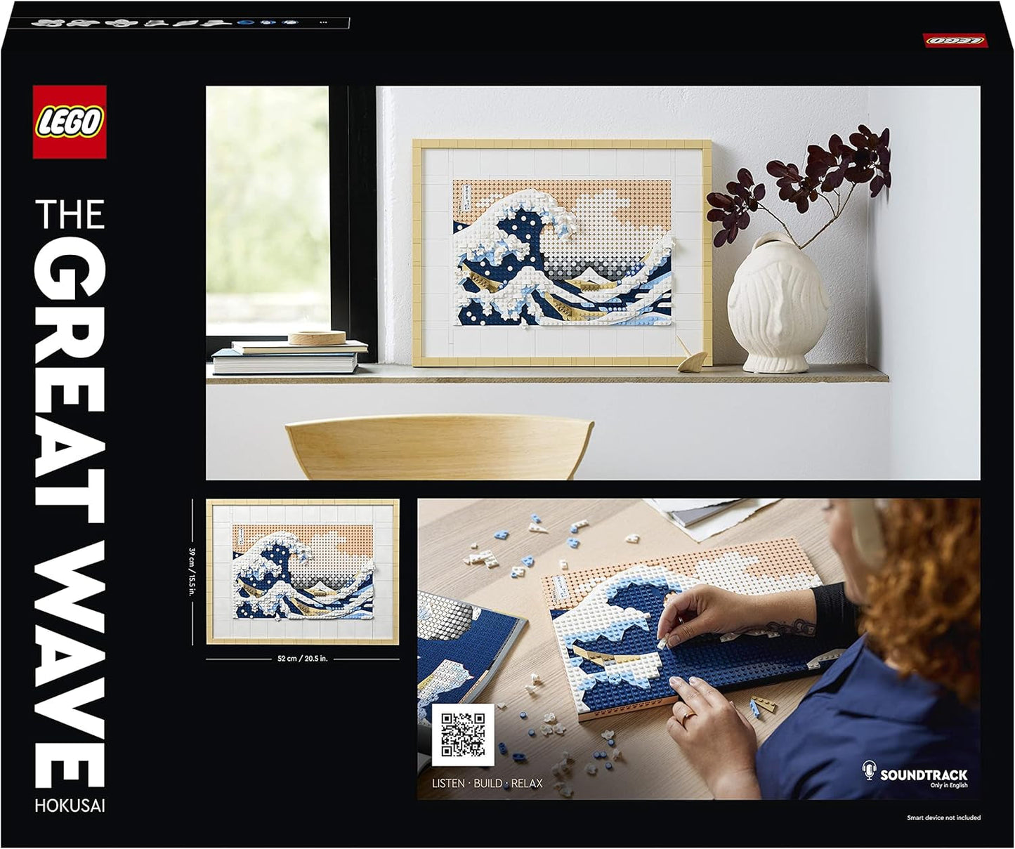 LEGO 31208 Art Hokusai - La Gran Ola Decoraciones de pared japonesas en 3D Set de manualidades Lienzo oceánico enmarcado Pasatiempos para adultos DIY Decoraciones para el hogar y la oficina Kits de construcción Besuche den LEGO-Store