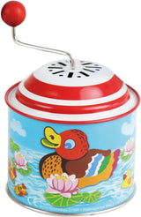 LENA 52761 Caja de música Patitos, caja de música de aprox. Caja de música de hojalata con melodía de 10,5 x 7,5 cm Caja de música de metal Órgano de barril para 18 meses Caja de música de órgano con patrón de pato bebé Colorido Bebe Naty Tienda de juguetes Título predeterminado