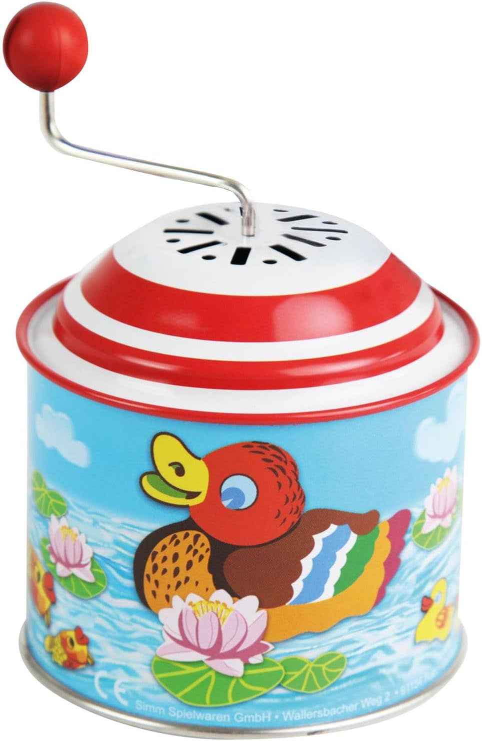 LENA 52761 Caja de música Patitos, caja de música de aprox. Caja de música de hojalata con melodía de 10,5 x 7,5 cm Caja de música de metal Órgano de barril para 18 meses Caja de música de órgano con patrón de pato bebé Colorido Bebe Naty Tienda de juguetes Título predeterminado