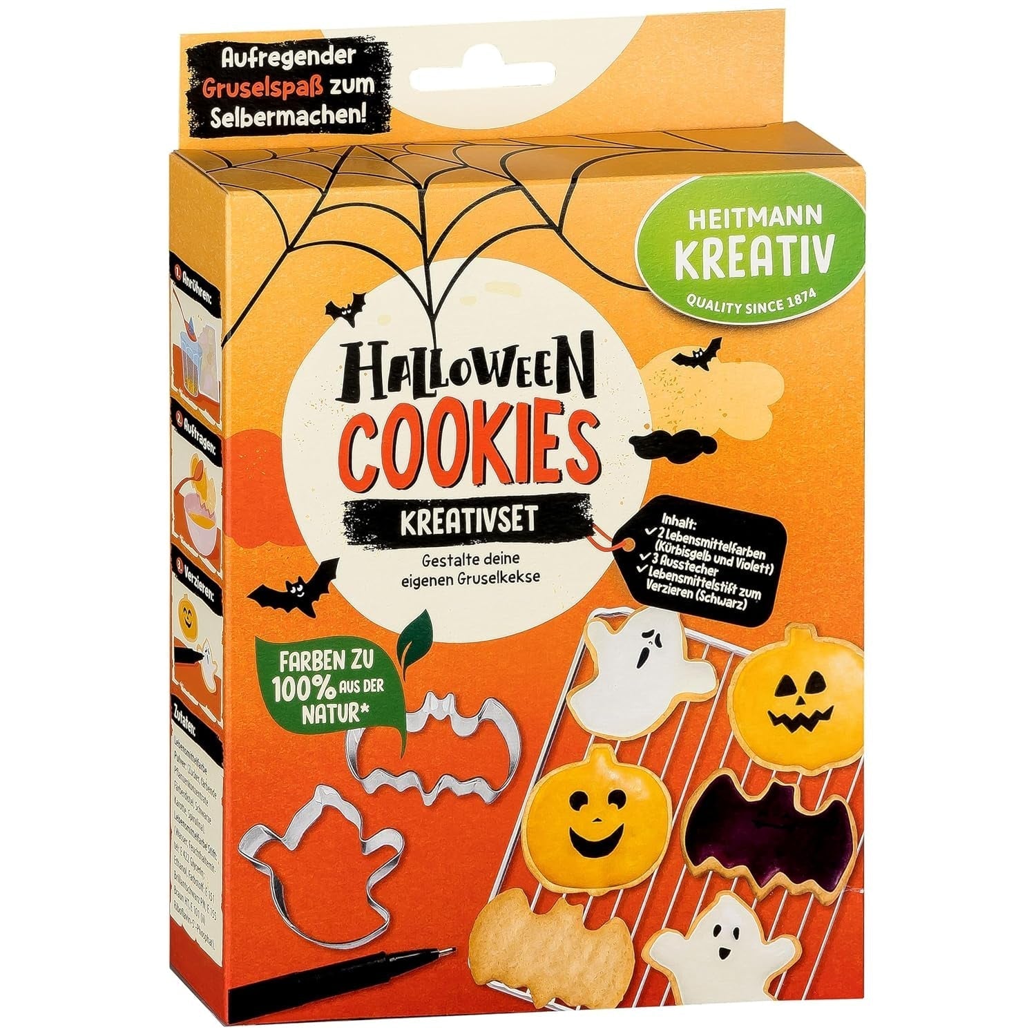 HEITMANN KREATIV - Set Creativo de Chicles de Frutas para Halloween - Tintes en Polvo a Base de Plantas - Rosa - Chicles de Frutas con Forma de Fantasma DIY con Sabor a Frambuesa