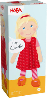 HABA 302108 - Muñeca Annelie, muñeca de tela con ropa y pelo, 30 cm, juguete a partir de 18 meses, roja Muñecas Naty Shop
