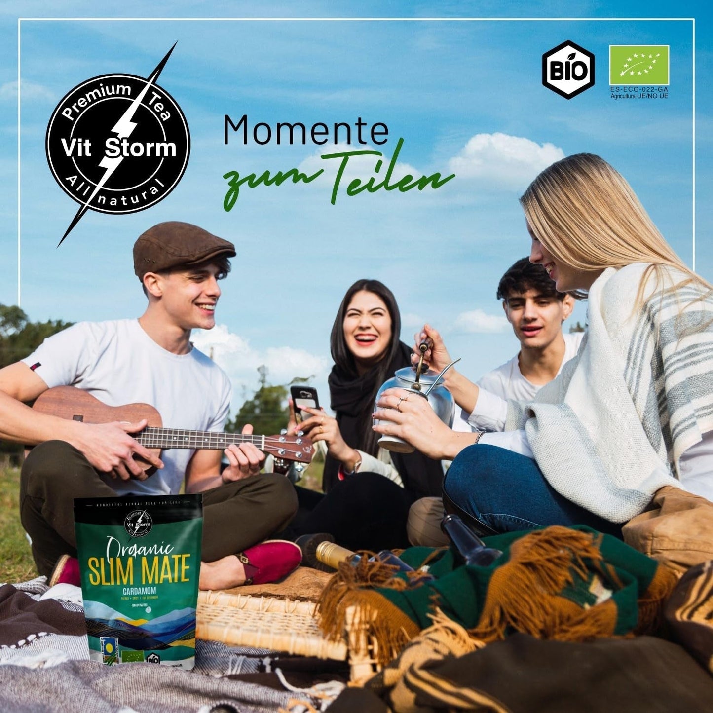 VITSTORM® Slim Tea Cardamomo – Té Yerba Mate BIO – Té detox y diurético – 100G