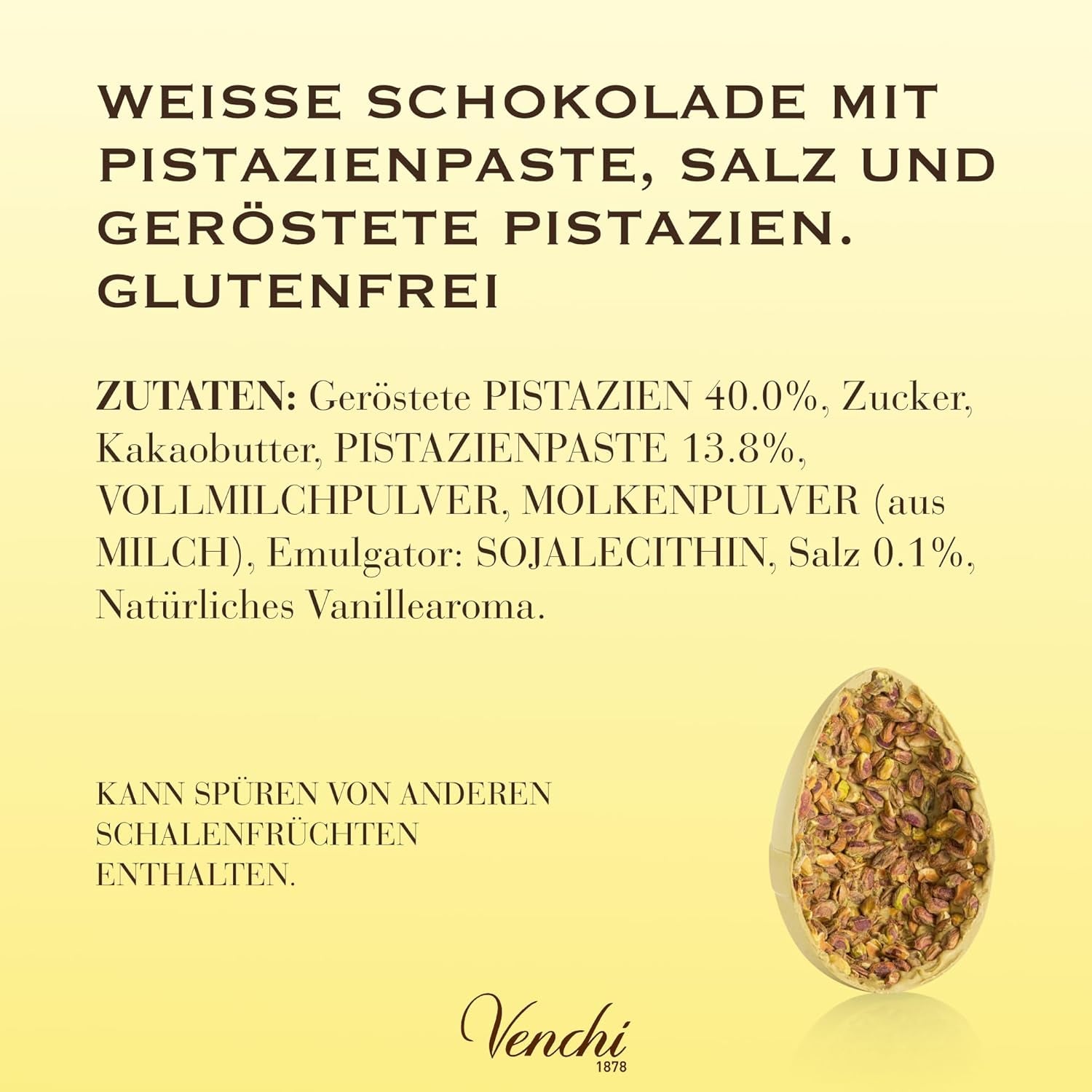 Venchi - Huevo de chocolate, sabor pistacho, con pistacho entero, con sorpresa, sin gluten, 500g, colección Pascua, idea de regalo