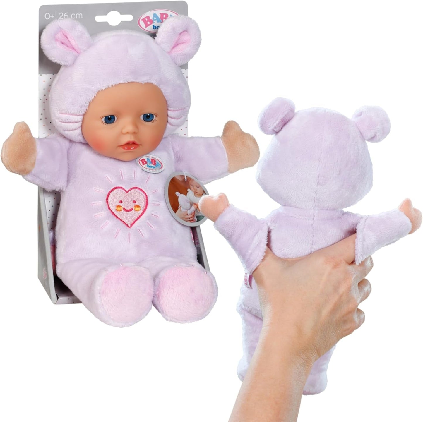 Baby Born for Babies Muñeco Blando Ratón, 26 cm, con Orejas y Bolsillos para los Dedos, para Recién Nacido, 836590 Zapf Creation, Rosa