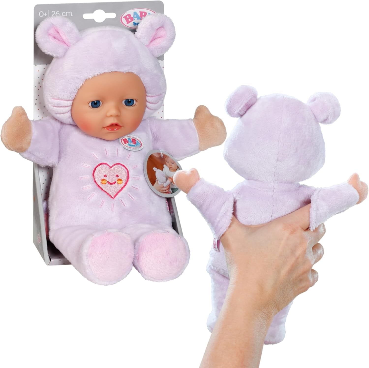 Baby Born for Babies Muñeco Blando Ratón, 26 cm, con Orejas y Bolsillos para los Dedos, para Recién Nacido, 836590 Zapf Creation, Rosa