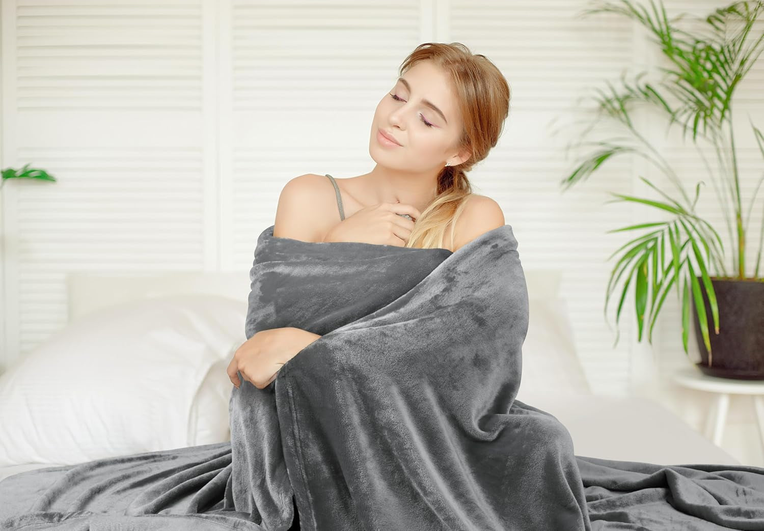 Utopia Ropa de cama Acogedora manta polar [228X228 cm, gris] Manta suave, ligera, cálida y esponjosa Manta cómoda y transpirable para cama, sofá, camas y mantas Besuche den Utopia Bedding-Store
