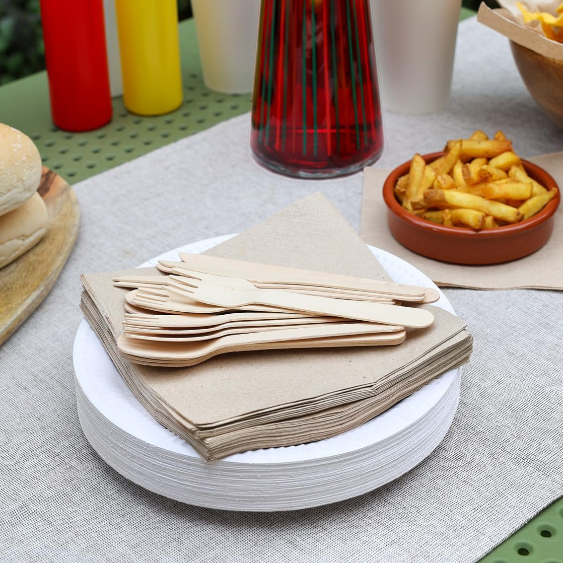 Tipo de mesa | 100 Paquetes a Granel Servilletas de Papel Reciclado Suaves Servilletas de Fiesta Desechables Marrón Adecuadas para Uso Diario Kraft Ecológico Sin Blanquear Compostable Hecho en la UE 2 Capas 33cm