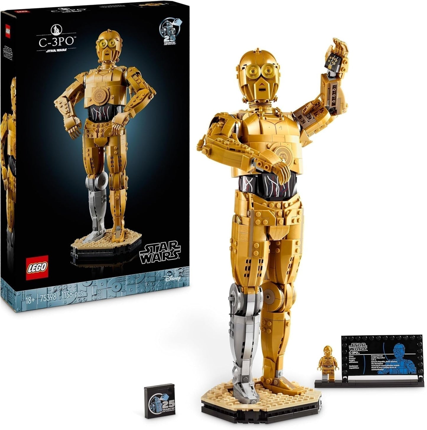 LEGO Star Wars C-3PO B, Droide para construir, Modelo coleccionable, Construir y exhibir, Idea de regalo nostálgica para adultos y fanáticos, Pieza de coleccionista, Juego de fantasía 75398 Juegos de construcción Besuche den LEGO-Store Singur
