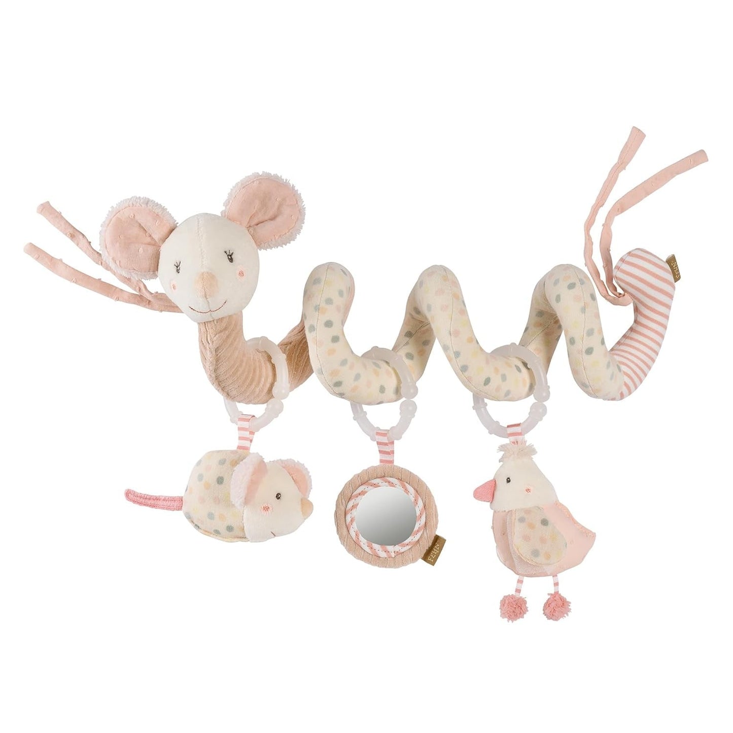 Fehn Activity Spiral Dino - juguete para cochecito de empujar y tirar - juguete dinosaurio bebé para cama, parque infantil, cochecito y silla de coche - juguete de actividad motora para bebés y niños pequeños a partir de 0 meses Baby Toys Naty Shop Mouse