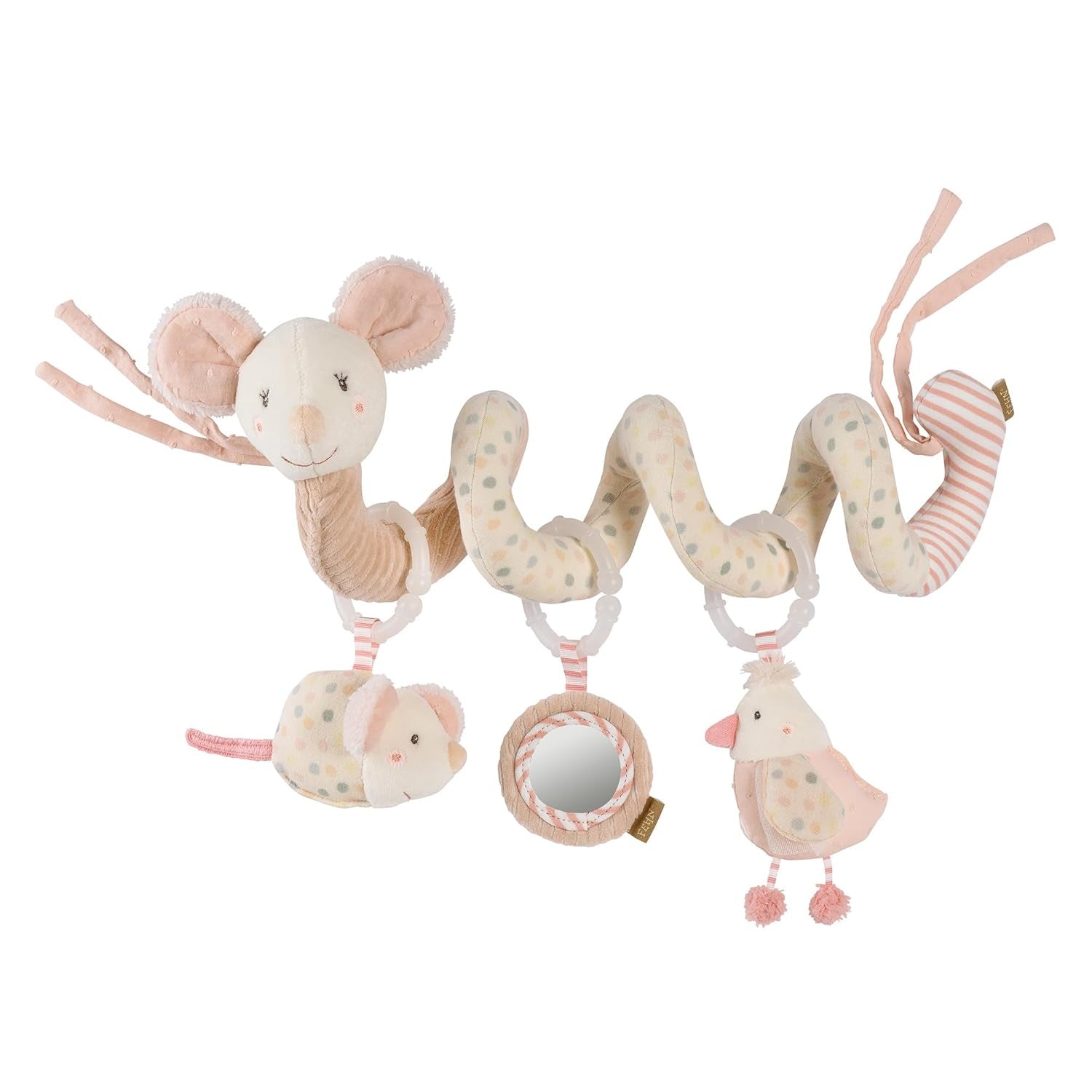 Fehn Activity Spiral Dino - juguete para cochecito de empujar y tirar - juguete dinosaurio bebé para cama, parque infantil, cochecito y silla de coche - juguete de actividad motora para bebés y niños pequeños a partir de 0 meses Baby Toys Naty Shop Mouse