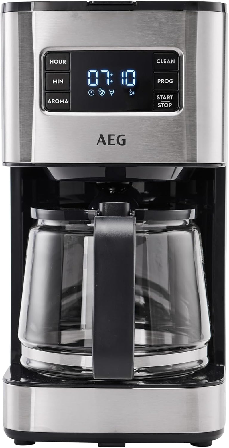 Cafetera espresso AEG Deli 5, 1,5 l, temporizador programable, función mantener caliente, parada de seguridad, indicador de nivel de agua, dosificación óptima, función antigoteo, acero inoxidable, CM5-1-6ST